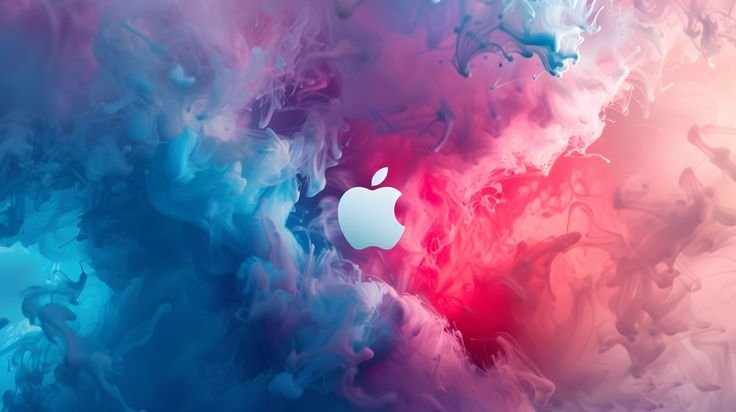 Apple Logo Blue, Purple, And Pink Smoke Or Ink-In-Water