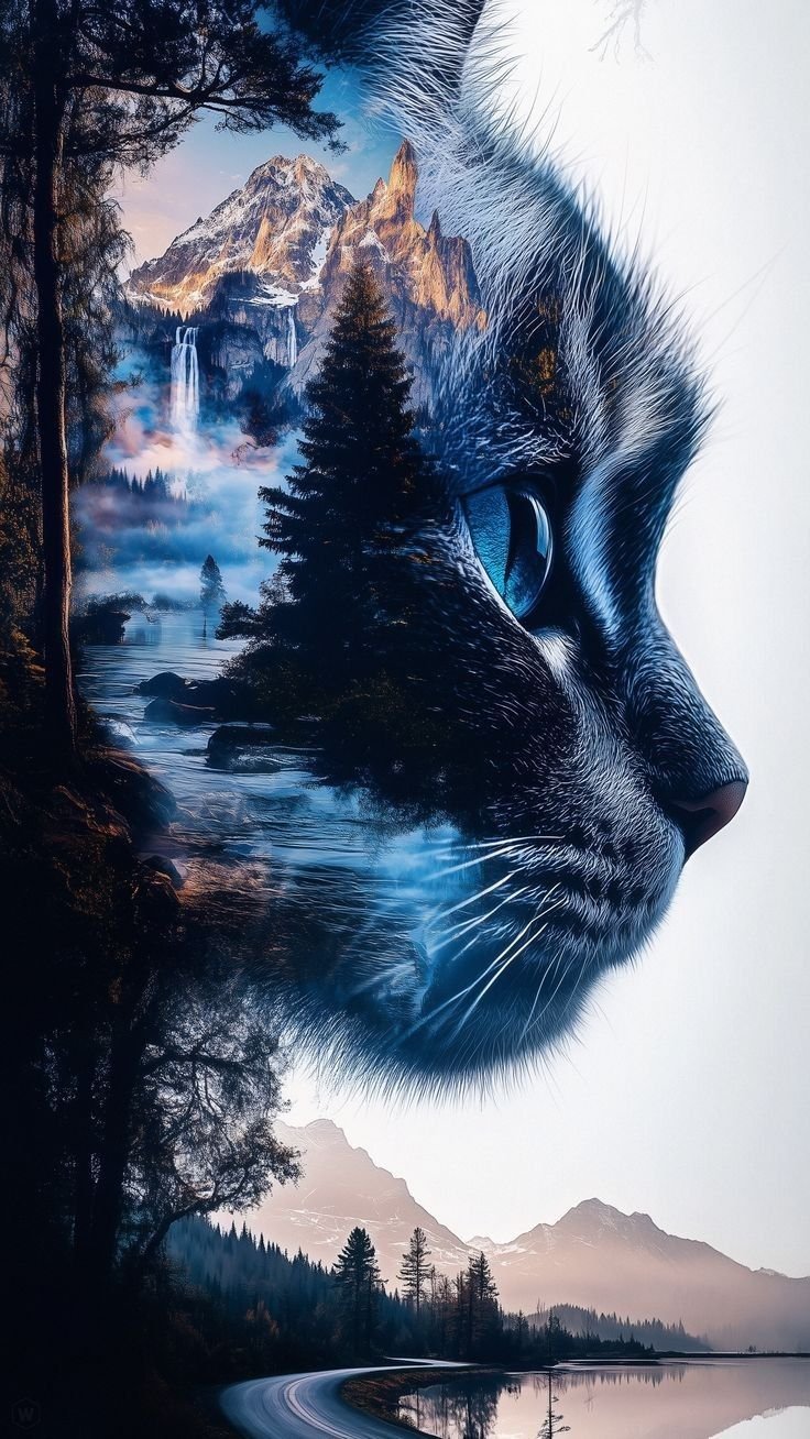  Cat Seamlessly Blended With A Mountain,