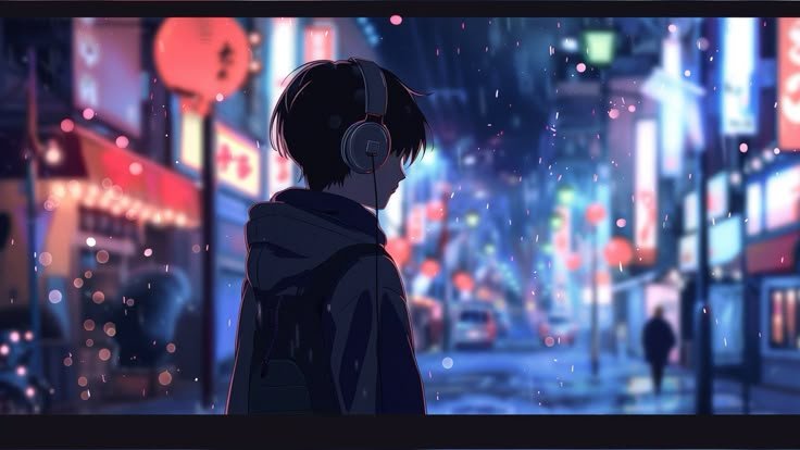 Headphones And A Dark Hooded Jacket,