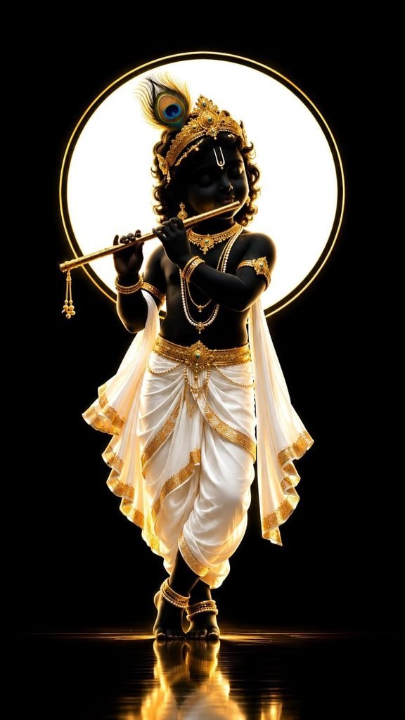 Lord Krishna Playing A Traditional Flute