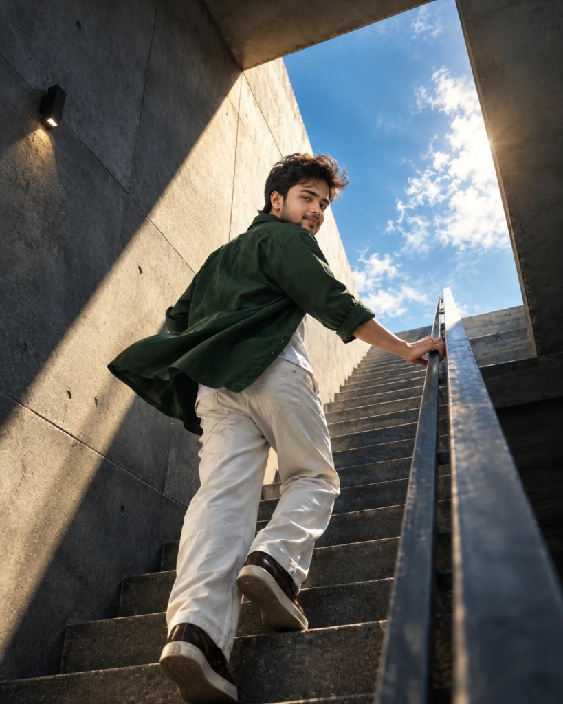 Rooftop Staircase Into Light
