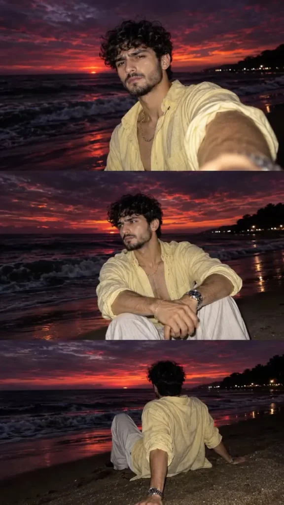 🌅🌊 Cinematic Sunset Beach Portrait ✨🖤📸